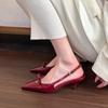 Sandalias de Tacón Alto Baotou para Mujer 2024 Nuevas con Lazo Punta Negra Tacón Fino Transpirables Socialité Tacón Medio Capa Única