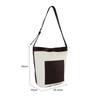 Nuevo Bolso Cubo con Logo Personalizado, Patchwork de Lona y Cuero, Estilo Vintage Europeo y Americano, Comercio Transfronterizo, Bolso de Hombro y Cruzado para Mujer
