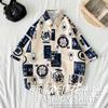 Camisa de comercio exterior para hombre suministro camisa de manga corta transfronteriza para hombre camisa estampada hawaiana para hombre y mujer cárdigan de pareja