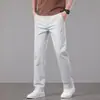 Calças Casuais de Verão 2026 para Homens, Calças de Algodão Puro Off-White de Alta Qualidade para Homens, Business, Corte Reto, Largas, Tamanho Grande
