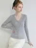 Mai* Cardigan de Tricô Gola V Liso Fino Estilo Americano para Primavera e Verão, Camisa de Proteção Solar, Blusa Justa de Manga Longa