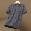 Camada Base Fina de Verão Camiseta Masculina de Manga Curta, Camiseta com Gola Redonda, Top Versátil de Marca da Moda, Camiseta Masculina de Manga Curta