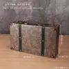 Maleta de madera de estilo europeo vintage, maleta de cuero antigua, caja de almacenamiento, pieza de exhibición para escaparates, accesorio para cine y fotografía, caja decorativa