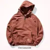 Jaqueta Casual Solta de Outono e Inverno com Gola Polo Meio Aberta Pulôver com Capuz e Zíper Moletom Americano Top da Moda 2025