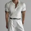 Camisa Henley de Punto para Hombre de Manga Corta Estilo Old Money, Estilo de Negocios Maduro, Tipo Duro Seda de Hielo Verano Venta al por Mayor de Fábrica Dropshipping Transfronterizo
