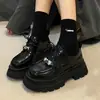 Zapatos de Cuero para Mujer 2026 Estilo Nuevo Estilo Británico Versátiles con Cordones Retro Zapatos de Plataforma Mary Janes Mocasines Suela Gruesa