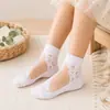 Nuevos Calcetines de Encaje de Verano Ultra Delgados para Niños, Transpirables, Antibacterianos, Frescos, Calcetines para Niñas, Calcetines Blancos de Seda de Vidrio