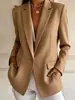 Blazer minimalista de cor sólida europeu e americano, caimento solto, lapela de trabalho, botão único, jaqueta de terno casual versátil