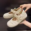 Zapatos Mary Jane de Lazo Perla Estilo Coreano 2026 Nuevo Llegado Verano Nicho Tejidos Transpirables Uso Bidireccional Suela Gruesa Zapatos de Calle
