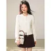 Jaqueta Cardigan de Tricô Preguiçoso Estilo Coreano Outono Inverno Novo Estilo Manga Longa Gola Redonda Suéter Feminino