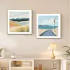 Pintura Decorativa para Sala de Estar Estilo Ins com Toque de Luxo, Parede de Fundo de Sofá, Pintura de Paisagem Fresca Nórdica para Pendurar, Pintura Decorativa para Sala de Jantar