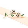 Broche de dos pandas Guofeng con bonito tesoro nacional, broche de bambú con forma de panda trepador, accesorios antiluz para mujer