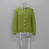 Suéter cárdigan de punto para mujer, estilo nuevo retro elegante casual de cuello redondo de felpa de un solo botón, europeo y americano transfronterizo Otoño/Invierno 2026