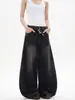 Calça jeans masculina moderna com efeito desgastado e bigodes, calça larga reta solta com estilo americano de alta qualidade, calça casual versátil