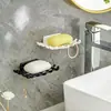 Porta Jabón sin Taladro Caja de Almacenamiento para Baño Rejilla Drenante para el Hogar Porta Jabón Montado en Pared Estuche de Jabón Práctico