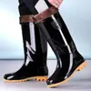 Botas de lluvia de caña alta, resistentes al desgaste, impermeables, botas de goma resistentes a ácidos y álcalis, engrosadas, antideslizantes, para sitios de construcción, botas de trabajo, zapatos y botas de agua para hombre