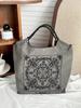 Bolso Bordado para Mujer, Tote de Gran Capacidad, Cruzado de Nylon, Bolsa de Compras Plegable Portátil, Bolso de Hombro, Bolso de Mano Estilo Chino