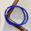 Pulsera de Cuentas Pequeñas de Lapislázuli Natural Estilo Nacional Retro de 4 mm Atmósfera Relajada Pulsera