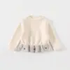 Chaqueta ligera de plumas estilo coreano para bebé niña, conjunto de tres piezas para bebé, nuevo conjunto de capa base de manga larga y pantalones cálidos para niñas de otoño e invierno