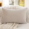 Fronha de chenille, cor creme, estilo nórdico, super macia, removível e lavável, formato retangular grande, adequada para sofás, camas e como travesseiro de apoio lombar, para vendas transfronteiriças
