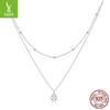 Collar de trébol de doble capa Silver Ziyun original chapado en platino para mujer, cadena de clavícula de plata 925 de alta calidad de lujo ligero SCN481