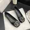 Zapatos de mujer de moda con tacón grueso de strass, estilo de hada, punta cuadrada poco profunda, mocasines versátiles de suela blanda, novedad verano 2026