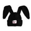 Hermano Gato moda para adultos gorro de punto personalizado nuevo para mujer doble capa engrosado orejas de conejo lindas etiqueta de tela gorro de lana