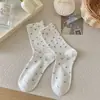 Meias femininas estilo coreano para primavera e verão, finas, resistentes a odores, antibacterianas, doces e delicadas, laço estilo japonês, estilo feminino, meias femininas folgadas