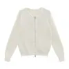 Love and Nancy Treze Linhas Outono 2026 Estilo Coreano Casual Gola Redonda Zíper Duplo Cardigan Suéter Canelado 04948