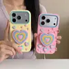 Capa Flip 3D com Espelho em Formato de Coração e Suporte para iPhone 17, Apple 16, adequada para 14/15 Pro Max, 13