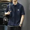 Camisa tipo Polo de verano resistente, imitación de dos piezas, camiseta de manga corta para hombre, corte holgado, talla grande, marca moderna estilo americano, camisa tipo Polo de manga corta con cuello
