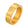 Joyería de Agua del Arroyo de Primavera Anillo de Corazón con Circonita de Acero Inoxidable Oro Moda Personalidad Simple R-704