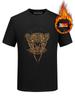 Camiseta de manga corta con estampado de leopardo y diamantes de imitación de la estación europea, de algodón y forro polar para hombre, nueva camisa informal de otoño e invierno para papá de mediana edad.