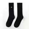 Meias Femininas Estilo Preppy Japonês Meias de Cano Médio com Bordado de Coroa Meias Lisas Versáteis Meias até o Joelho Meias Enrugadas para Uniforme JK Meias de Algodão Femininas