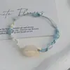 Pulsera de Concha Estilo Vacaciones de Verano en la Costa Pulsera Tejida Dopamina Pulsera con Colgante de Concha Accesorio para Fotos en la Costa