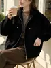 Cárdigan de punto de lana de doble cara con cremallera y capucha estilo europeo, nuevo modelo otoño e invierno 2026, suéter chaqueta versátil de color liso de corte holgado para mujer