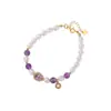 Pulsera de Amatista Natural Plateada Yilu Plata de Ley S925 Perla de Agua Dulce Pulsera de Calabaza de Cristal Fuente de Suministro Exclusiva Transfronteriza