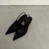 Sandalias de Verano 2025 Color Block Nuevas Punta Fina Tacón Medio Moda Francesa Baotou Zapatos de Tacón Alto para Mujer