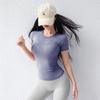 Roupa de Yoga Elástica para Fitness Gola Redonda Manga Curta Respirável Emagrecedora Pilates Corrida Top Secagem Rápida Camiseta Esportiva Verão Fina