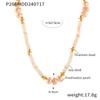 Colar de Pérolas de Água Doce Cruzadas Francesas com Concha Banhado em Aço Titânio Ouro 18K Real Moda Elegante Joia Versátil