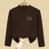 Camiseta de manga comprida para meninas, novo estilo outono/inverno, segunda pele infantil, gola alta meia-lua de veludo alemão, blusa macia escovada para meninas pequenas