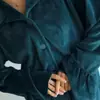 Conjunto de Pijama Longo Verde Quente de Veludo Coreano com Babados e Mangas Longas para o Inverno de 2026, Roupa de Casa Estilo Europeu e Americano