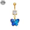 Fábrica de joyería al por mayor de Gaibei Europa y Estados Unidos con perforaciones en forma de mariposa de colores transfronterizos, anillo para el ombligo, amor hueco, joyería para uñas en el ombligo