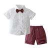 Meninos verão cavalheiros 2023 novo estilo britânico camisa de manga curta Jacquard Calça conjunto de duas peças
