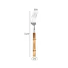 18/100 Bambu Real Natural Cabo de Bambu Talheres de Aço Inoxidável 304 Faca, Garfo e Colher para Comida Ocidental Cabo de Bambu Real para Exterior