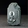 Jade Hetian de Xinjiang Zafiro Verde Torre Primera Calidad Material Fino Cuatro Brazos Guanyin Colgante de Paisaje para Hombres y Mujeres Colgante de Jade