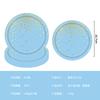 Amazon Nuevo Azul Claro Bronceado Pequeño Punto Bandeja de Papel Vaso de Papel Servilleta de Papel Juego de Vajilla Desechable Multicolor Opcional
