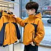 Ropa Infantil Coreana Niños Cortavientos Doble Cara con Felpa Ropa Infantil Otoño/Invierno Nuevas Llegadas Niños Medianos y Mayores Chaqueta de Trabajo Holgada