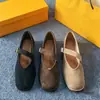 Comércio Exterior Retro Francês Camurça Mary Jane Flats Femininos Tira Única Fundo Plano Bico Quadrado Fosco Versátil para o Trabalho Sapato Baixo
