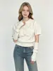 Suéter de malha estilo socialite europeu e americano outono e inverno, modelo novo com mangas removíveis, padrão de letras tridimensional, top de gola redonda